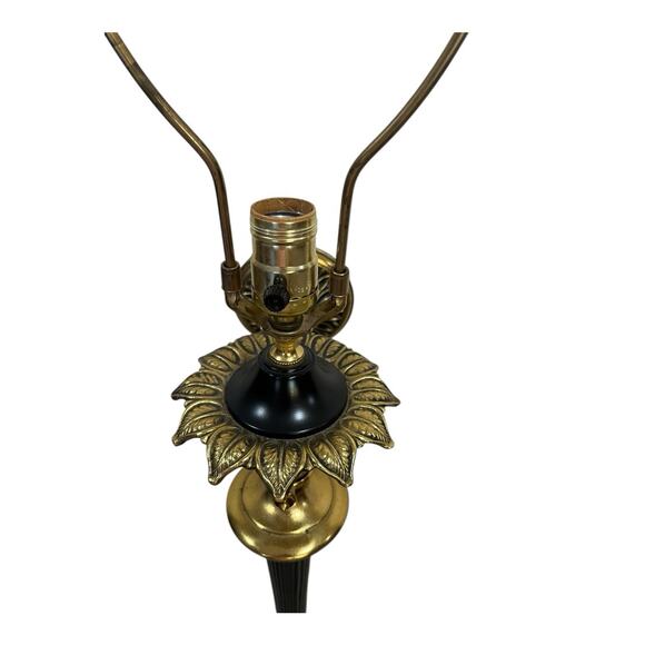 Hollywood Regency MCM Wall Sconce Lamp Gold & Black w Black Shade Tested EUC - Picture 6 of 14